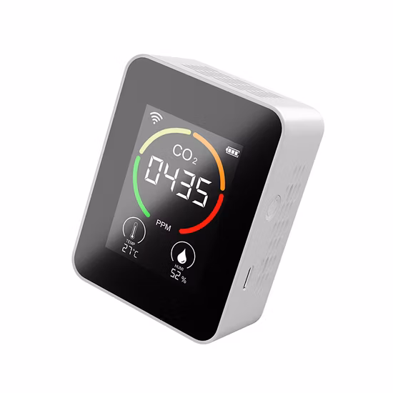 Monitor de calidad del aire interior montable en la pared Sensor de canal Ndir Detector de CO2 recarga USB Monitor de calidad del aire Detector Pm 2,5