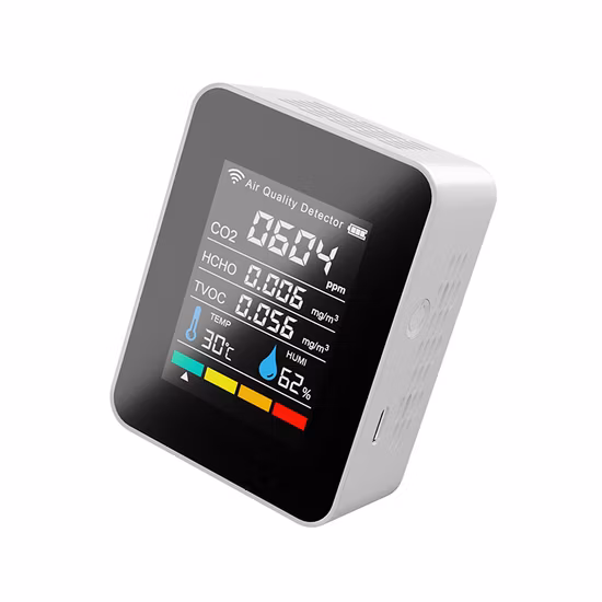 Monitor de calidad del aire WiFi portátil, Detector de CO2 Ndir 5 en 1, Tvoc, CO2, temperatura, humedad, dióxido de carbono