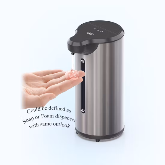 Dispensador de acero inoxidable espumoso de lujo negro eléctrico automático sin contacto de jabón de cocina